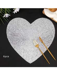 1/4/6片装情人节心形PVC餐垫 - 耐热防滑，适用于家庭和餐厅，红黑设计，浪漫餐桌布置 | 醒目图案餐垫 | PVC餐垫 - 彩色 - 查看 21