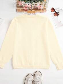 Delicado cárdigan de punto corto para mujer, con diseño de encaje - Amarillo claro - Ver 2