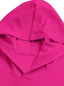 Plain Color Sleeveless Hooded Sports Tank Top, Women Workout Activewear Suitable For Gym, Running, Exercise, Home Summer - Hot Pink - View 9