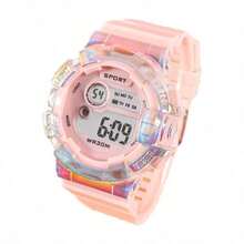 Fashionable Digital Watch, Cute Pink Sporty Digital Watch With Luminous Dial,  Multifunctional Watch For Women & Girls - Hồng nhạt - Xem 3