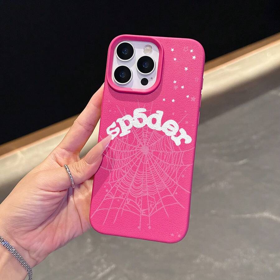 This Is A Single-Pack Of Spider Web Pattern Phone Cases, Featuring A Simple And Stylish Design. It Is Compatible With IPhone 11/12/13/14/15/17/Air/Pro/Plus/Pro Max And Is Suitable As A Gift For Friends Or For Special Occasions Such As Valentine's Day. - 玫紅色 - 查看 1