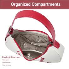 Women's Baseball Stitch Underarm Shoulder Bag, Sporty Casual Designer Purse - 白色 - 查看 7