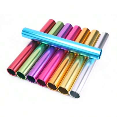 8pcs 3.8cm Electroplated Relay Batons, Aluminum Alloy Relay Batons For Track And Field Competitions