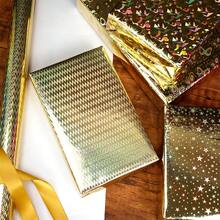 礼品包装纸，适用于情人节、婚礼、节日派对、生日、毕业季、DIY花束、礼盒填充物、DIY手工礼品包装装饰、浪漫图案装饰、秋冬季 - 波浪金 - 查看 2