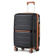 Lightweight PP Hard Shell Suitcase Luggage 20in Cabin Carry On 24in Medium Check In 28in Large Check In 3 Piece Set Spinner Wheels TSA Lock Travel - Black - View 12