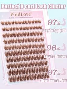 120Clusters Brown Lashes With Adhesive DIY Pre Glued Lash Extensions D Curl 10-16mm Press-On Eyelash Crossed Wispy Lash Clusters Reusable Individual Eyelashes Natural Soft Lightweight Mix Style Lash Clusters For Self Use At Home Or On-The-Go For Daily Life&Wedding&Dating&Party&Music Festival&Spring Day&Travel Makeup Tools - C - Xem 3