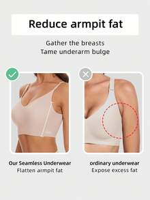 女士无缝露背无肩带文胸 - 轻盈透气薄杯，可调节和可变换肩带，轻度支撑（适合 A/B 杯） - 婚礼、礼服、吊带内衣、夏装、新娘内衣 - 粉色 - 查看 7