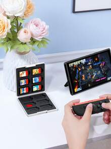 1个幽灵图案12槽Switch游戏卡盒，兼容Switch游戏卡和Micro SD卡，便携式存储卡收纳盒，方便携带 - 彩色 - 查看 8