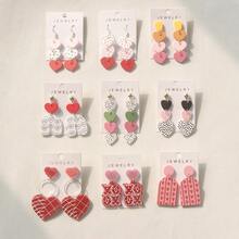 1 par de aretes largos de acrílico con corazón degradado y lunares estilo graffiti, regalo para mujeres, festivales de música y fiestas