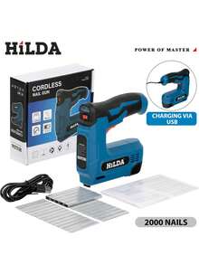 气动钉枪家具气动枪木框订书机气动工具电动工具，配有2000枚订书钉，适用于木材、工艺品、织物和家具。 - 彩色 - 查看 3