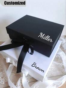 1pc Customized Name Gift Box, Personalized Wedding Gift Box With Customized Text, Personalized Magnetic Folding Storage Box, Bridesmaid Gift Box - Multicolor - View 4