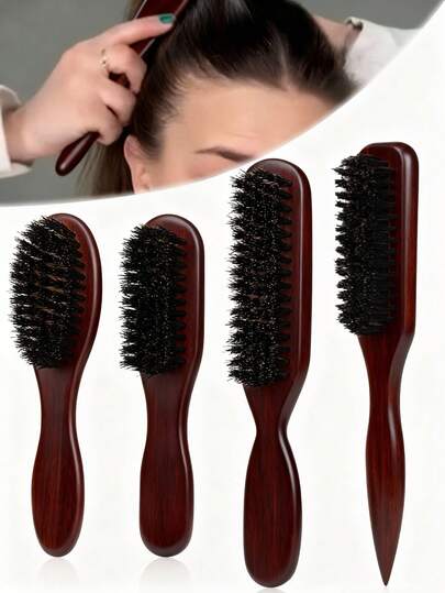 1支装木质猪鬃发梳，专业蓬松造型梳，防毛躁，抚平毛躁，增加蓬松度，适用于所有发质，包括粗硬、细软、卷曲、直发和波浪发。日常沙龙级使用，防静电，按摩头皮，柔顺亮泽，轻松梳理头发。男女老少皆宜，是打造吹风造型、盘发、马尾辫、编发等发型的理想之选。耐用木质手柄，轻巧易握，是居家、理发店、美容院等场所的必备美发工具。