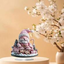 Decoración de escritorio de acrílico en estilo bohemio rosa de Papá Noel en 2D, pieza de exhibición navideña