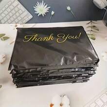 5/10/20/50/100个装黑色印花“谢谢”快递袋 | 适用于小包裹、多用途包装、自粘式、PP材质 - 彩色 - 查看 5