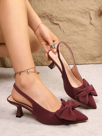 French Elegant Bow Pointed Toe High Heel Sandals For Women, Summer