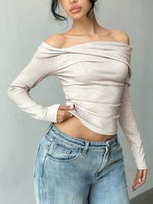 Women's Fashion Casual Commute Daily Elegant Twist Asymmetric Collar Blouse - Apricot - View 5