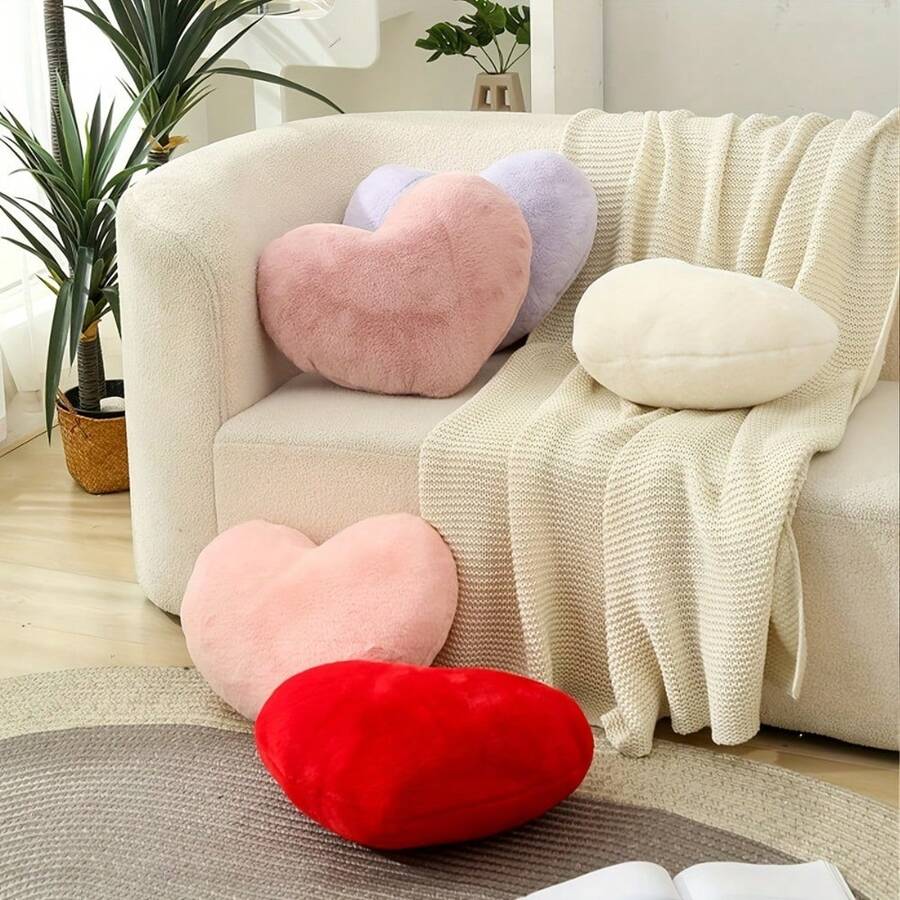 1PC Heart-Shaped Plush Pillow Soft Fluffy Pillow Sofa Bed Decorative Pillow Love Pillow Heart-Shaped Pillow Chair Cushion Chair Seat Cushion Office Supplies Chair Pillow Gaming Chair Office Chair Desk Accessories Office - Multicolor - View 1