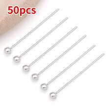 50pcs 16/20/25/30/35mm Elegant Classic DIY Jewelry Findings Kit Copper Plated 18K Gold, Thick Silvery & Platinum Ball Head Pins With Floral Pearl Seats Perfect For Bracelets, Necklaces, Earrings, Wedding & Party - Multicolor - View 18