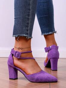 1 Pair Fashionable High Heel Sandals, Suitable For Teenagers, Casual Vacation, Elegant And Comfortable Beach Sandals - Purple - View 6