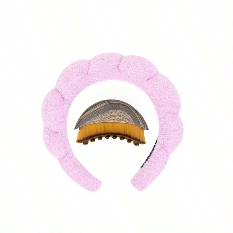 2pcs Facial Cleansing & Massage Set, Includes 1 Makeup Remover Headband, 1 Lymphatic Face & Body Brush, Facial Lymphatic Drainage Massager, Dry Facial Brush, Chin & Jawline Shaping Brush, Ergonomic Design For Precise Skin Fit - Multicolor - View 1