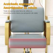 Silla de peluquería de lujo, cuero negro, altura regulable, asiento cómodo para salones y salones de uñas. - Negro - Ver 4