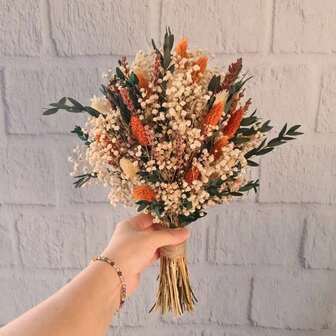 1 Bouquet Dried Flowers Mixed With Babys Breath, Eucalyptus, Lavender And Other Natural Plants, Suitable For Dining Table Vase, Wedding, Bridal Bouquet, Home/Office Decor, Party