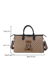 حقيبة يد مطرزة بشكل دب جميل، حقيبة سفر كبيرة السعة للرجال، حقيبة سفر للرحلات القصيرة، حقيبة سفر، حقيبة محمولة تناسب الحقيبة المتحركة، فصل بين الجاف والرطب، حجرة حذاء مستقلة، خفيفة الوزن، حقيبة رياضية متعددة الوظائف للطلاب والنساء، حقيبة سفر للأعمال