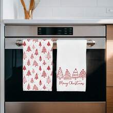 2pcs Multi-Use Minimalist Christmas Towels - Christmas Tree Pattern Soft Polyester Highly Absorbent Dish Cloths Machine Washable Suitable For Kitchen Decor Kitchen Cleaning Holiday Party Decoration Kitchen & Bathroom Essentials Home Decor  Gifts For Friends - Multicolor - View 10