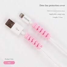 2pcs Spiral Data Cable Protective Case Silicone, Suitable For Original Charging Cables Of Apple And Android Phones, Preventing Breakage.