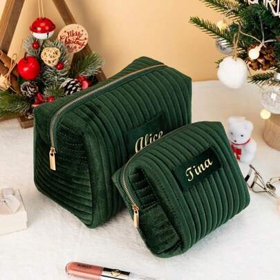 Personalized Christmas Gift: Embroidered Name Cosmetic Bag, Ideal For Bridesmaid Gifts, Wedding Favors, Travel Toiletry Bag, Makeup Pouch, Women's Birthday Gift, Mother's Day Gift - Perfect As A Wedding Day Gift Or A Thoughtful Present For Mothers And Families During Holidays