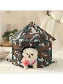 1pc Portable Foldable Outdoor Cat/Dog House, Warm Pet Tent Shelter, Waterproof, Windproof, Suitable For All Seasons