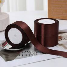 1 卷 4 厘米宽缎带，DIY 用于蝴蝶结发饰制作、蛋糕烘焙装订， - 棕色 - 查看 4