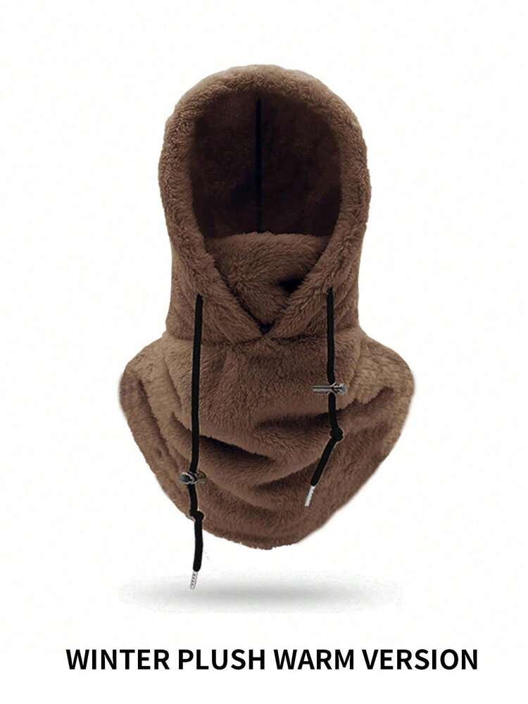 1pc Solid Color Warm Fleece Balaclava, Breathable & Skin-Friendly, For Autumn & Winter - Multicolor - View 12