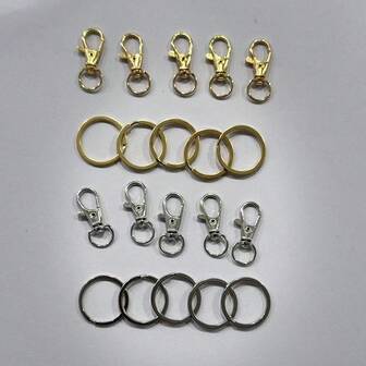 10个带钥匙圈的钥匙链挂钩，带环的钥匙链夹，用于DIY悬挂绳饰品钥匙链制作