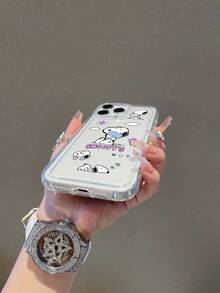 SNOOPY 1个可爱史努比图案，带气囊透明防摔手机保护壳，TPU材质，适合作为节日礼物，兼容苹果XS/XS Max/XR/11 12 13 14 15 16 Pro/Pro Max/14 15 16 Plus/17，男女通用，也兼容三星手机。 - 無色 - 查看 6