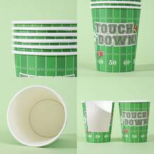 10pcs/20pcs/60pcs, Rugby Theme Party Supplies, 9oz Paper Cup Disposable Dinner Tableware Tailgate Rugby Birthday Matches Day Party Decoration Table Decoration,Footbal Party Cups Football Superbowl Sports Theme Party Decoration Accessories