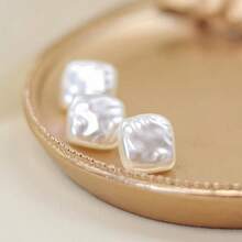 10pcs 12mm Exquisite White Acrylic Faux Pearl Uneven Square Buttons With Metallic Shank For Traditional Chinese Garments, Cheongsam, Tang Jackets, Waistcoats, Cardigans, And Shirts - Elevate Your Fashion With Classic Elegance And Timeless Style - Multicolor - View 6