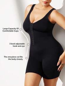 1件大码女士塑身衣收腹提臀无缝连体衣连身裤 Paukee - 黑色 - 查看 5