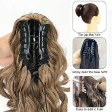 Synthetic Hair Claw Clip Curly Elastic Ponytail, Fluffy Black & Brown Ponytail Extensions Hair Accessories Elegant Hair Clips Fashion Hair Clutch - 彩色 - 查看 6
