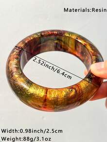 1 pieza Brazalete de estilo barroco vintage con incrustaciones de rhinestone, brazalete de madera con diseño abierto y decoración de remaches de estrella de múltiples elementos - Multicolor - Ver 5