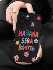 Étui de téléphone de luxe, à la mode, populaire, personnalisé, avec un thème de motif floral "Demain sera beau", antichoc, esthétique, doux, protection de l'objectif, compatible avec les séries 17/17Air/17Pro/17ProMax, 16/16Plus/16Pro/16ProMax, 15, 14, 13, 12, 11 et les séries Galaxy S/A. Cadeau pour Pâques, Noël, Halloween, décoration/cadeau d'anniversaire, pour la petite amie, le petit ami ou pour vous-même. - Noir - Voir 2