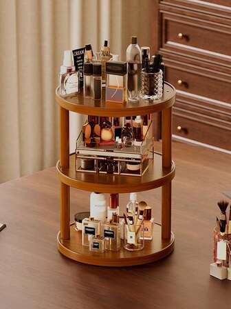 Estante giratorio de 360 grados para especias de bambú - Organizador multifuncional de cocina, almacenamiento de cosméticos, lápices labiales, productos para el cuidado de la piel con un diseño de bandeja circular y una estructura de bambú resistente para un montaje fácil. Su diseño vertical ahorra espacio y lo hace ideal para hogares, oficinas o restaurantes. Organizador de almacenamiento de cocina.