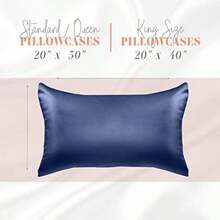 Elegant Comfort - Juego de Funda de Almohada de satén de 2 Piezas para una Piel y Cabello más saludables, Cierre de Cierre Oculto y bellamente empaquetado, Juego de Funda de Almohada de satén, tamaño(Azul marino King) - Multicolor - Ver 3