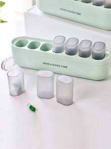 1 pieza/3 piezas Organizador de pastillas semanal de 7 días de plástico, caja divisora de medicamentos de gran capacidad con recordatorio, estuche de almacenamiento de pastillas mini, caja de medicina portátil para viajes - Multicolor - Ver 5