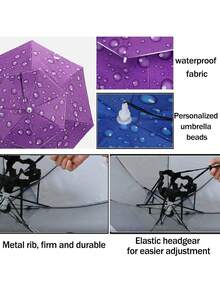 1pc Foldable Oversized Hands-Free Sun Umbrella Hat, Durable Double-Layer All-Weather Protection, Suitable For Fishing, Hiking, Camping, Outdoor Activities, Gardening, Portable Multifunctional, For Summer Use - Multicolor - View 4