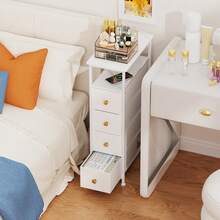 Narrow Nightstand With Charging Station - Slim Dresser For Bedroom Narrow Side Table Storage Cabinet, Small Dressers Chest Of Drawers, Tall Night Stand End Table For Small Spaces, White - 美規B型插(110-127V) - 查看 2
