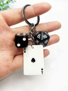 热销简约扑克牌红心黑桃钥匙扣亚克力气质网红创意小众吊坠情人节母亲节小礼物背包挂件、汽车挂件、万圣节饰品、教师节礼物 - 彩色 - 查看 3