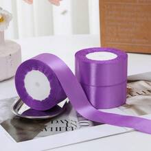 1 Roll Of 1cm/4cm Wide Satin Ribbon, DIY Hair Accessories, Cake Decorations, Gift Wrapping, - Lilac Purple - View 7