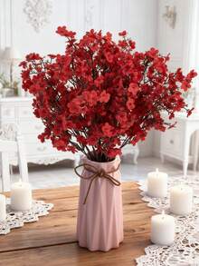 1/80 Bundle Artificial Baby's Breath Flower Bouquet, Suitable For Spring Decor, Wedding Decor, Home Decor, Kitchen, Restaurant, Bedroom, Bathroom, New Year Decor, Vase Decor, Outdoor Garden - Red - View 5