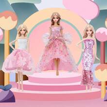 3套11.5英寸娃娃服装套装，包括派对礼服、亮片礼服和日常服装，娃娃换装游戏玩具，生日礼物，圣诞节礼物（不含娃娃）